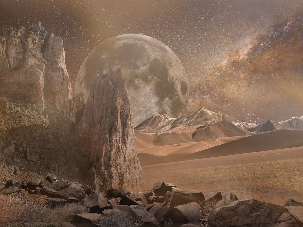 The Moon From Mars Fantasy Landscape