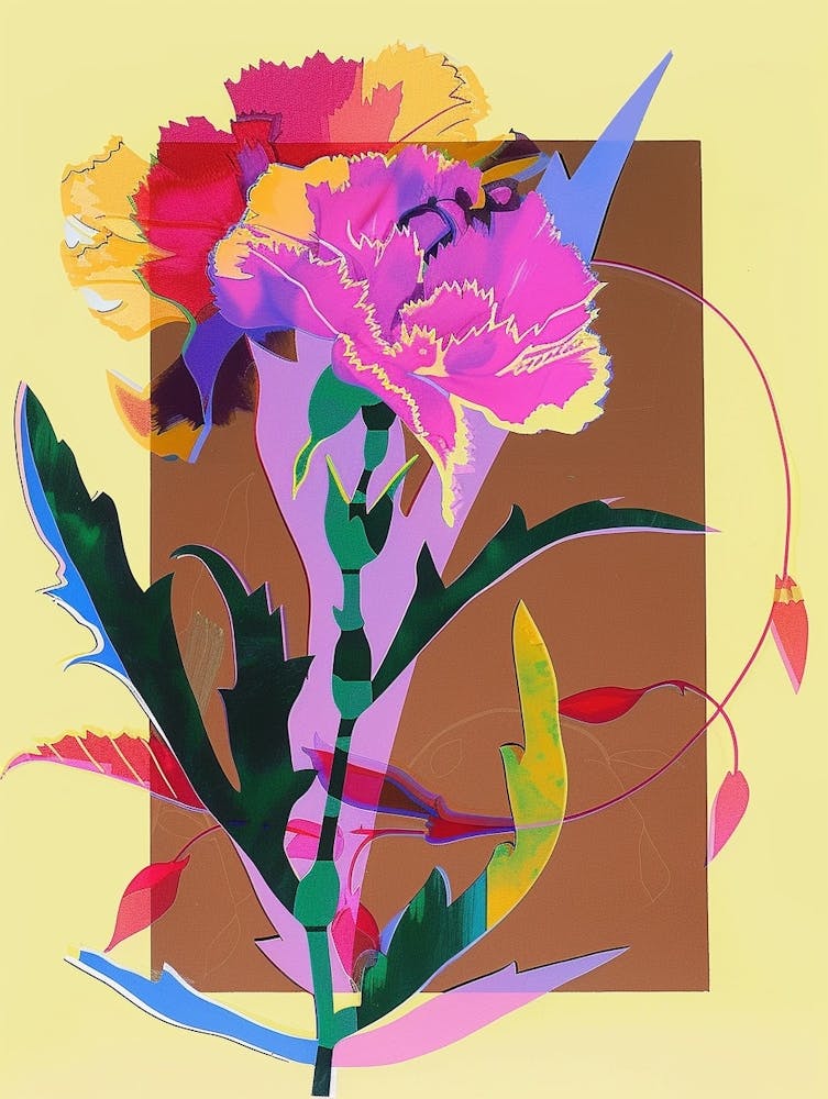 Carnation7 Neon Flower Collage