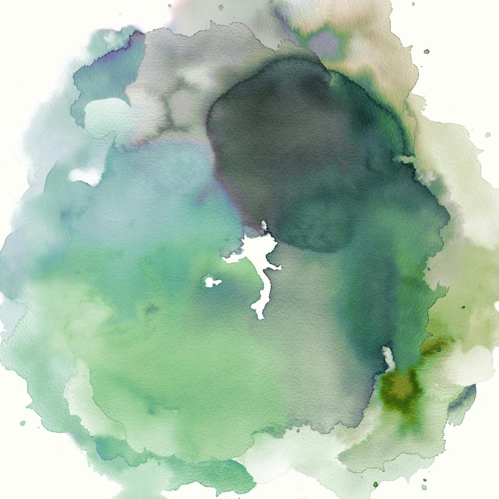 Watercolor Circle Green Square