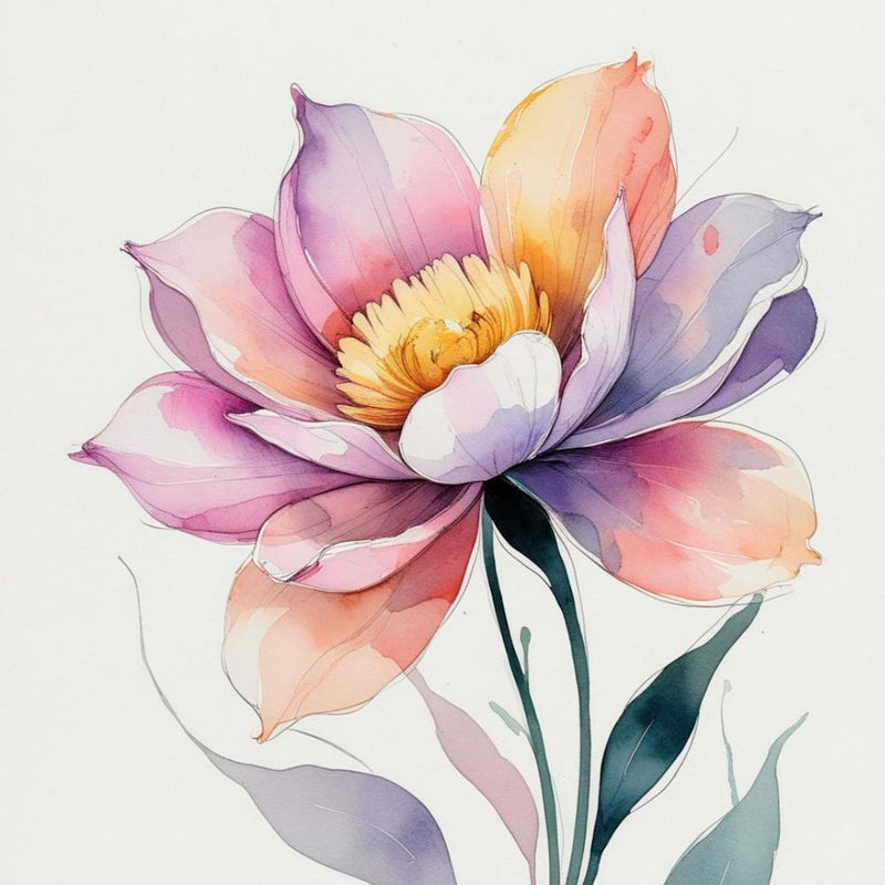 Lotus Flower Watercolor Painting