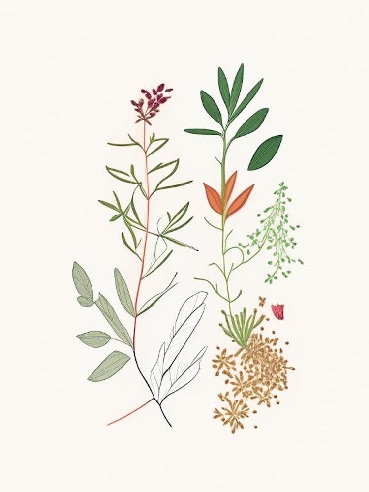 Chickweed Spices And Herbs Minimal Line Drawing 1