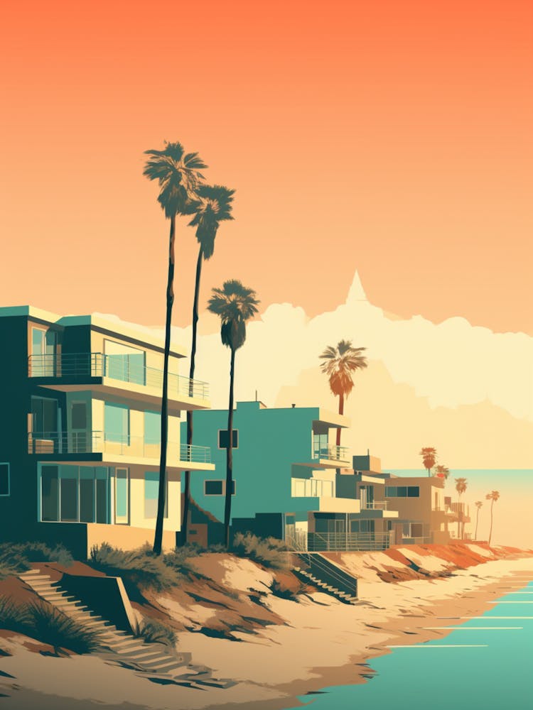 Long Beach California Mediterranean Style Illustration 1