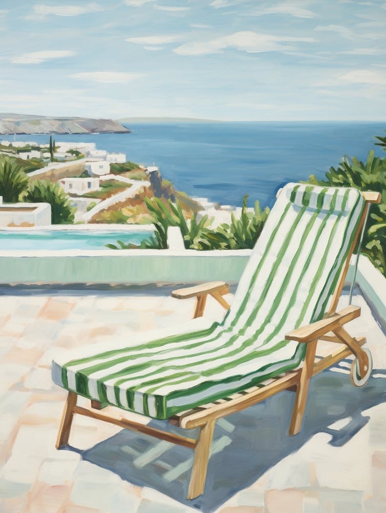 Sonnenliege Am Pool In Mykonos Griechenland
