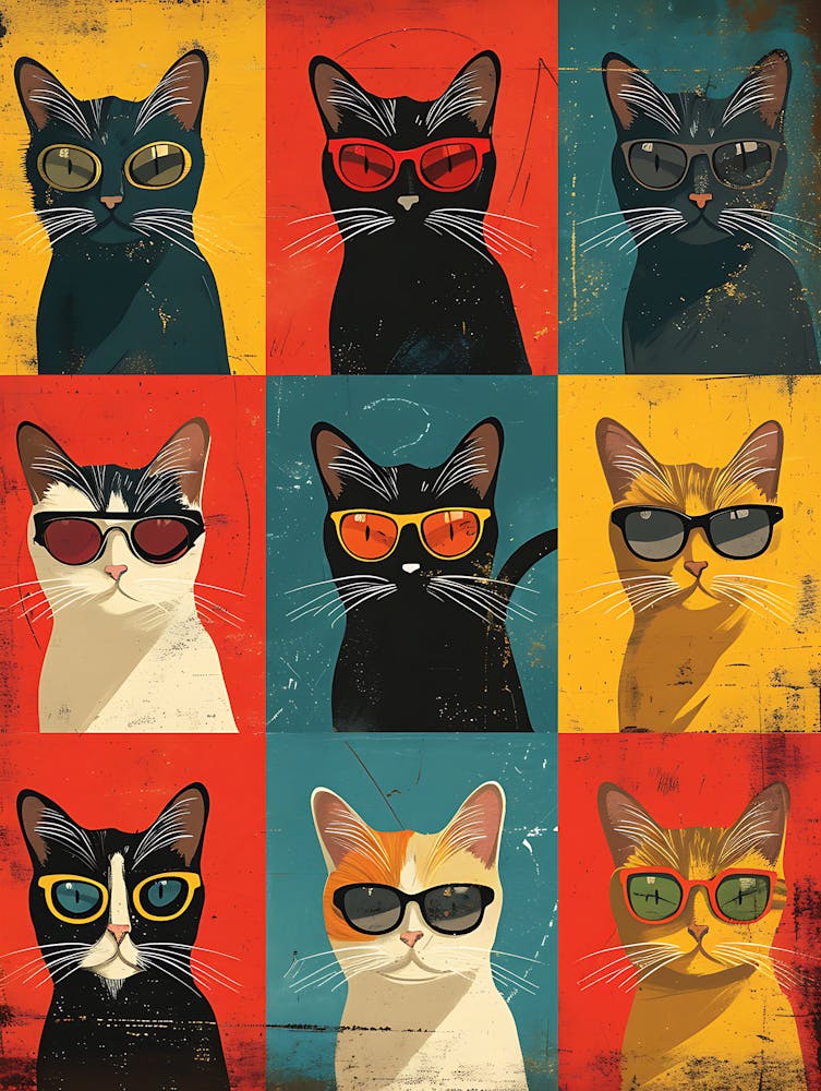 Beautiful Painting Funky Cats 17