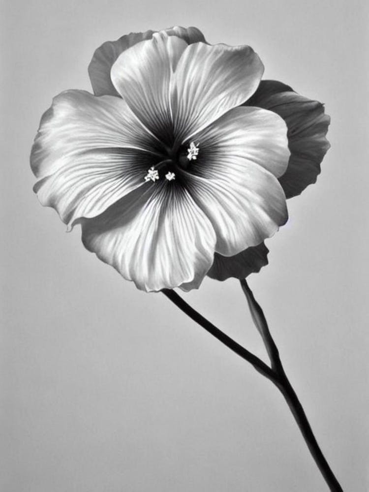 Fleur d'Hibiscus Crayon N&B 1