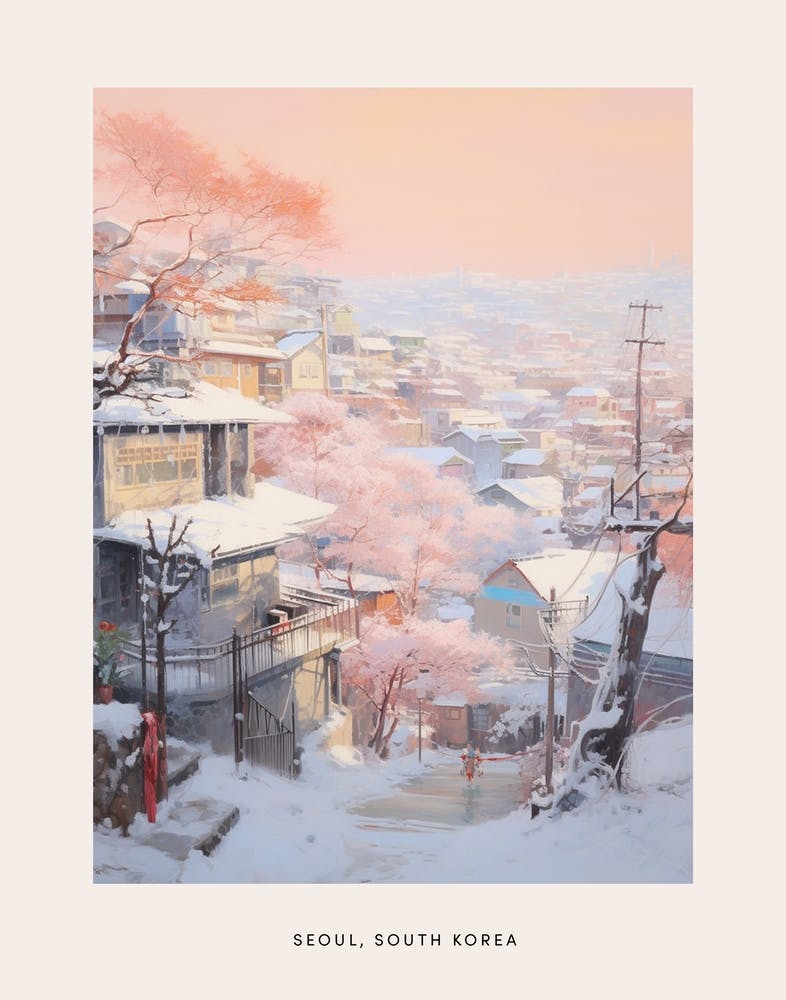 Dreamy Winter Painting Poster Seoul South Korea 3