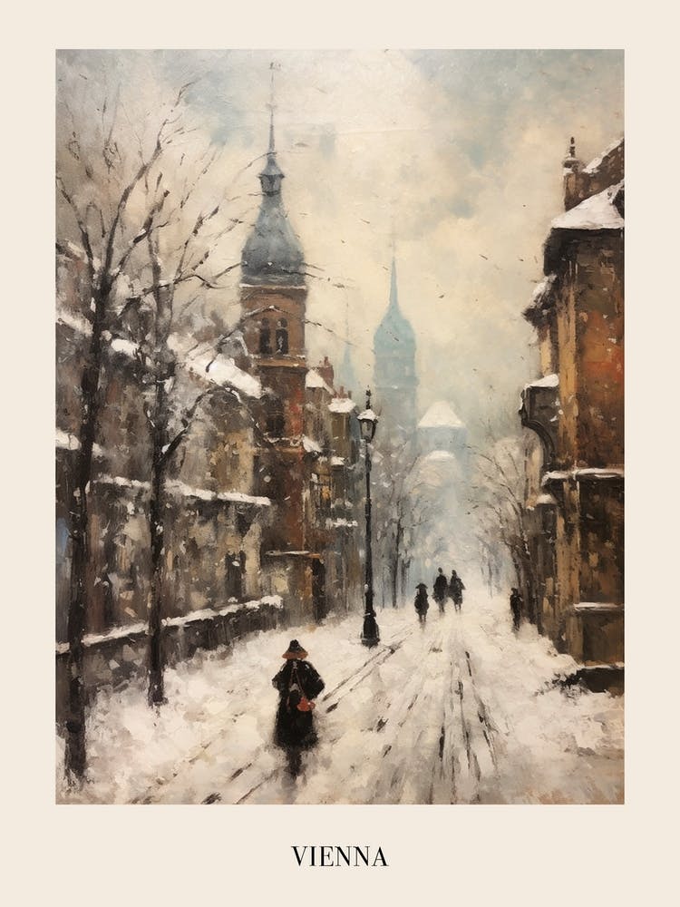 Vintage Winter Painting Poster Vienna Austria 3