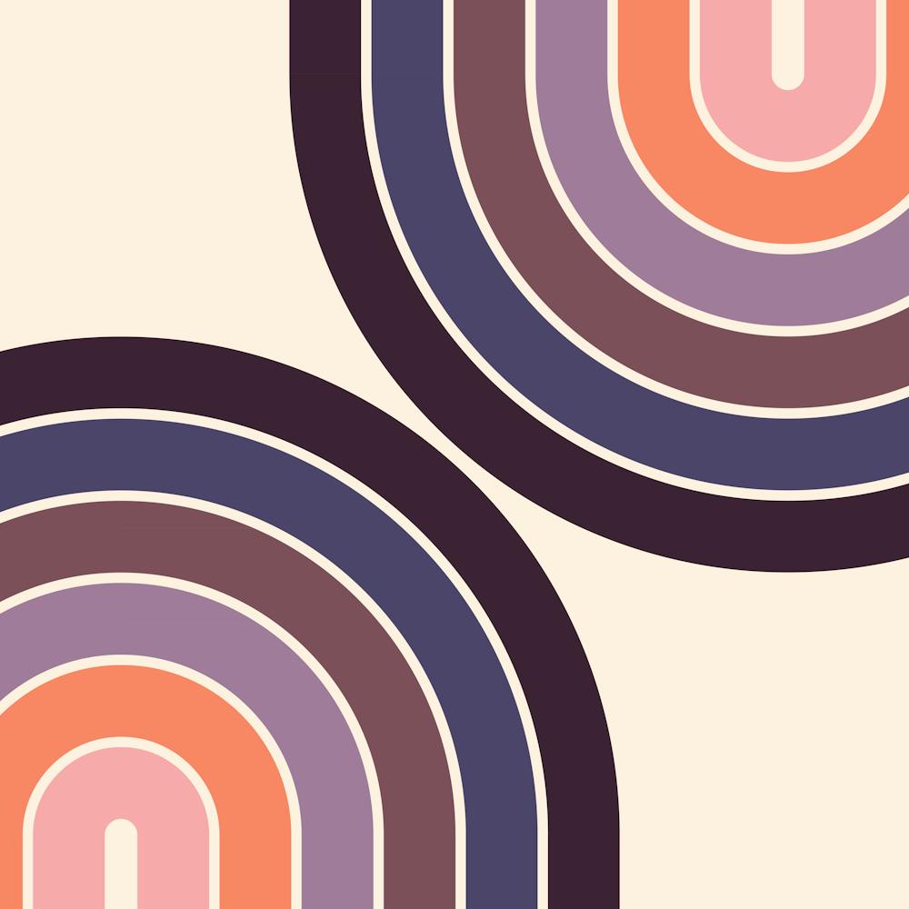 Midcentury Modern Geometric Rainbow C9 In Aesthetic Sunset Vibes Purple Orange Pink 02