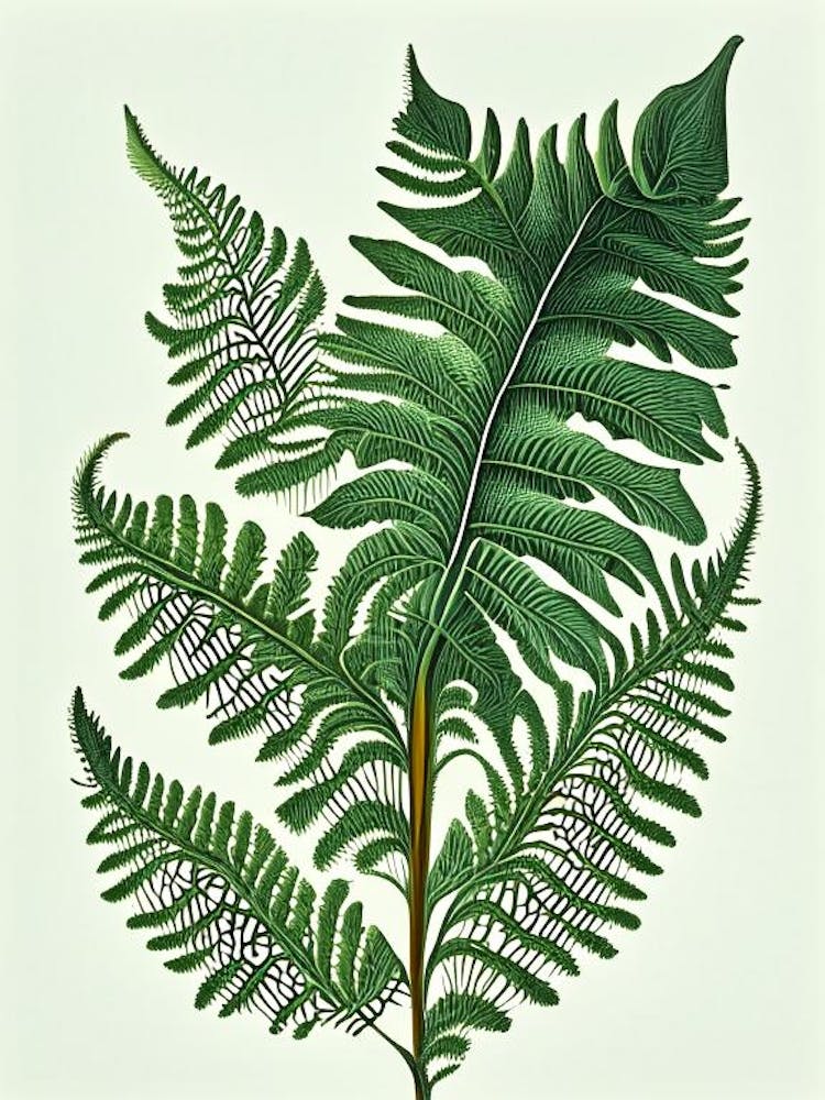 Japanese Tassel Fern Vintage Botanical Poster