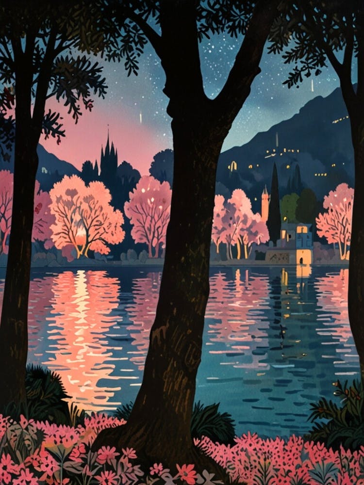 Cherry Blossoms By The Lake