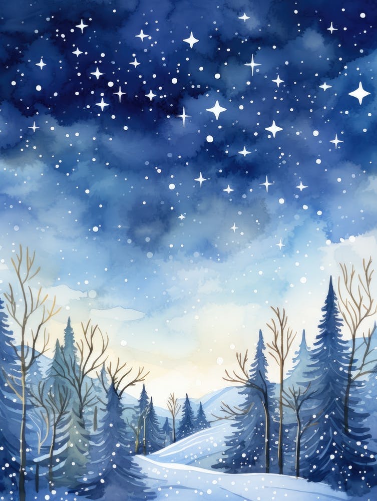 Winter Landscape Watercolor Painting 2