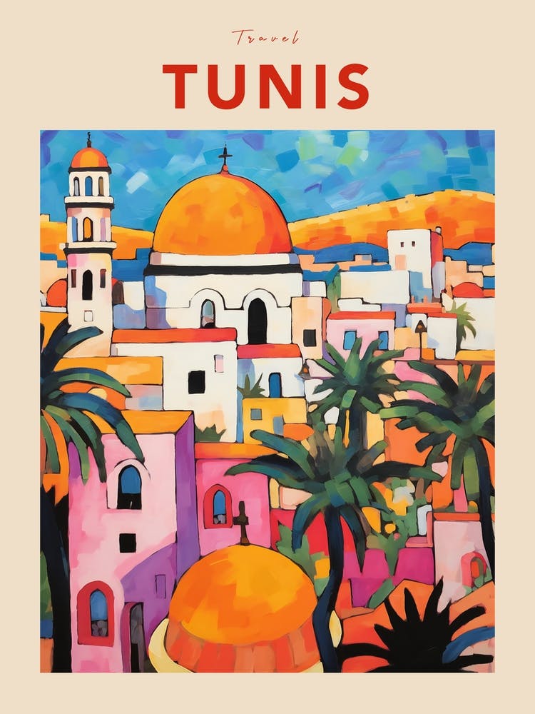 Tunis Tunisia 2 Fauvist Travel Poster