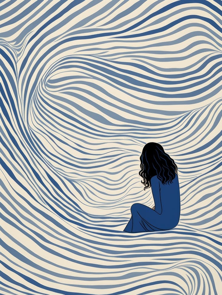 Girl Sitting On A Wave