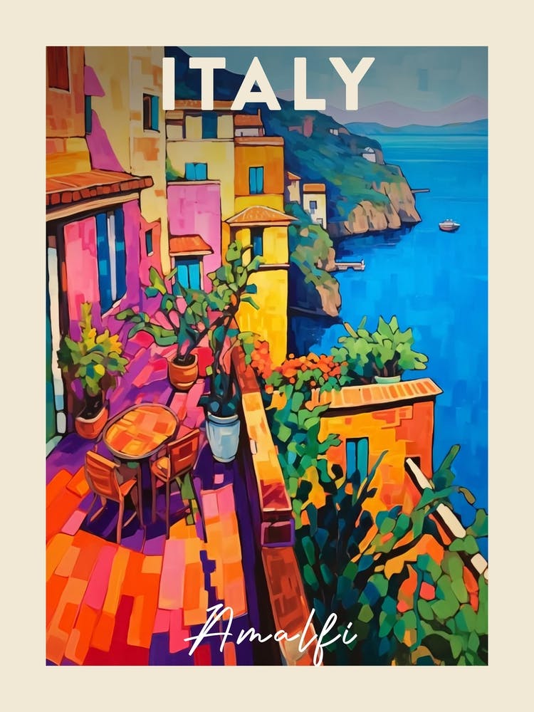 Amalfi Coast Italy 2 Fauvist Painting  Travel Poster