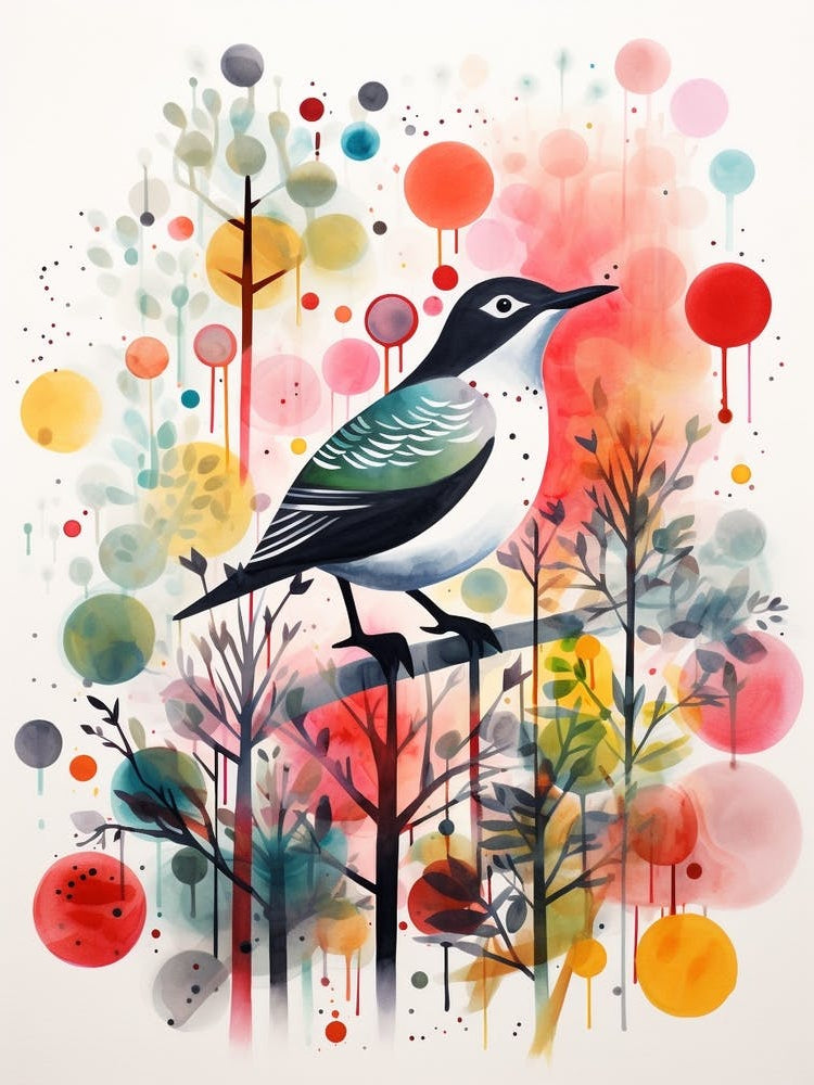 Bird Painting Collage Dipper 4