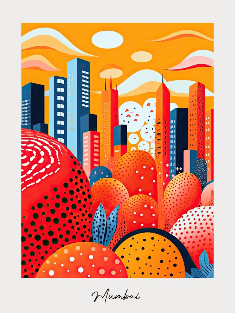 Poster Of Mumbai, Illustration In The Style Of Pop Art 1