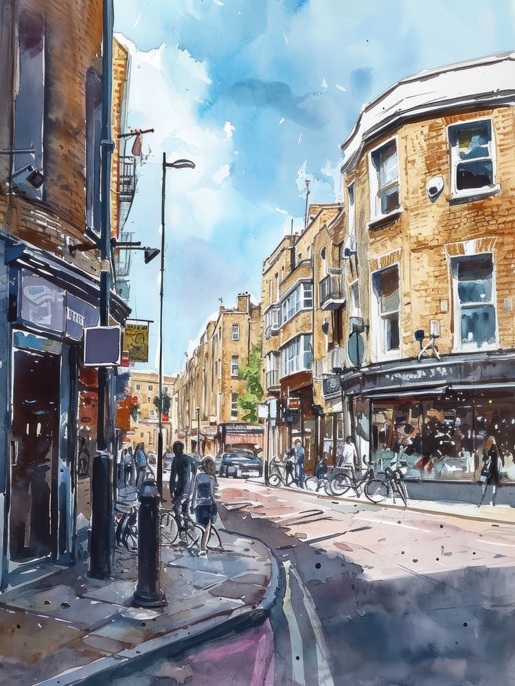 Tower Hamlets London Borough Straßen-Aquarell 4