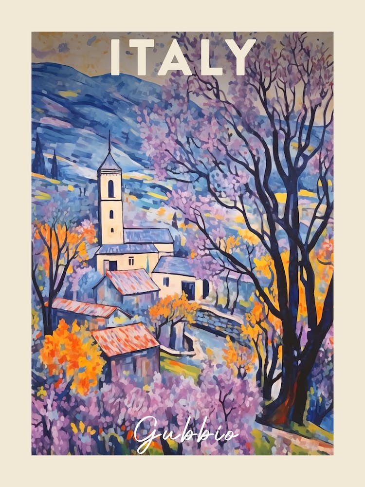 Gubbio Italy 1 Fauvist Painting  Travel Poster
