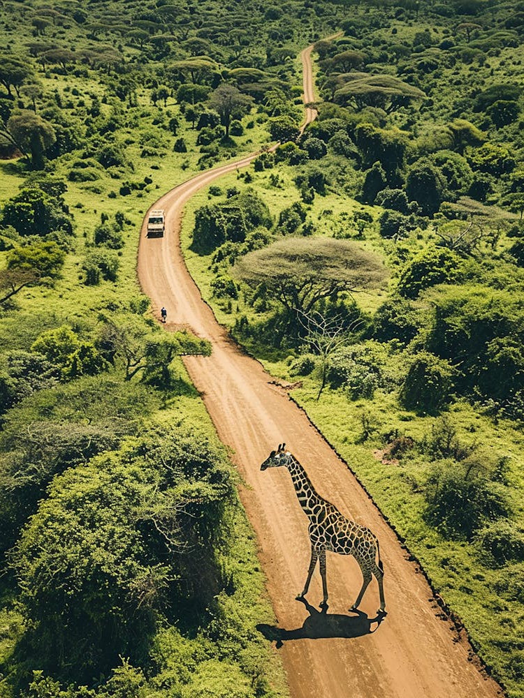 Giraffe Crossing Road