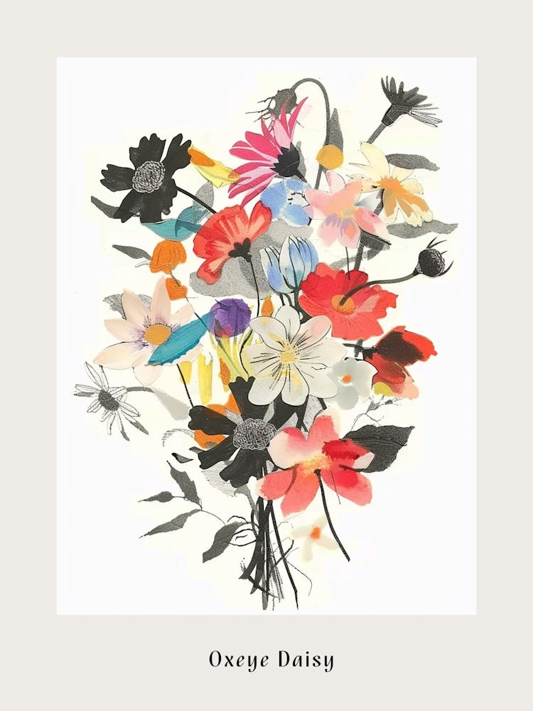 Oxeye Daisy 1 Collage Flower Bouquet Poster