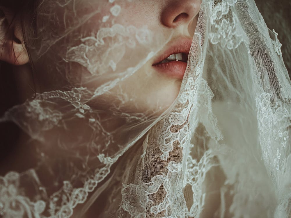 Veil of Bride at Wedding Close-Up