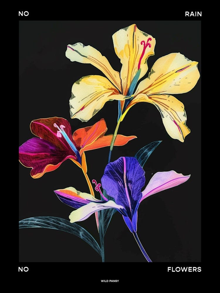 No Rain No Flowers Poster Wild Pansy 1