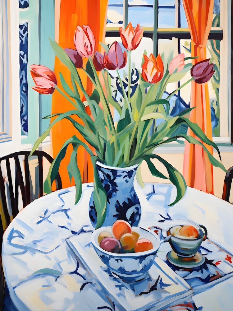 Tulpen in einer Vase Stillleben Moderne Kunst