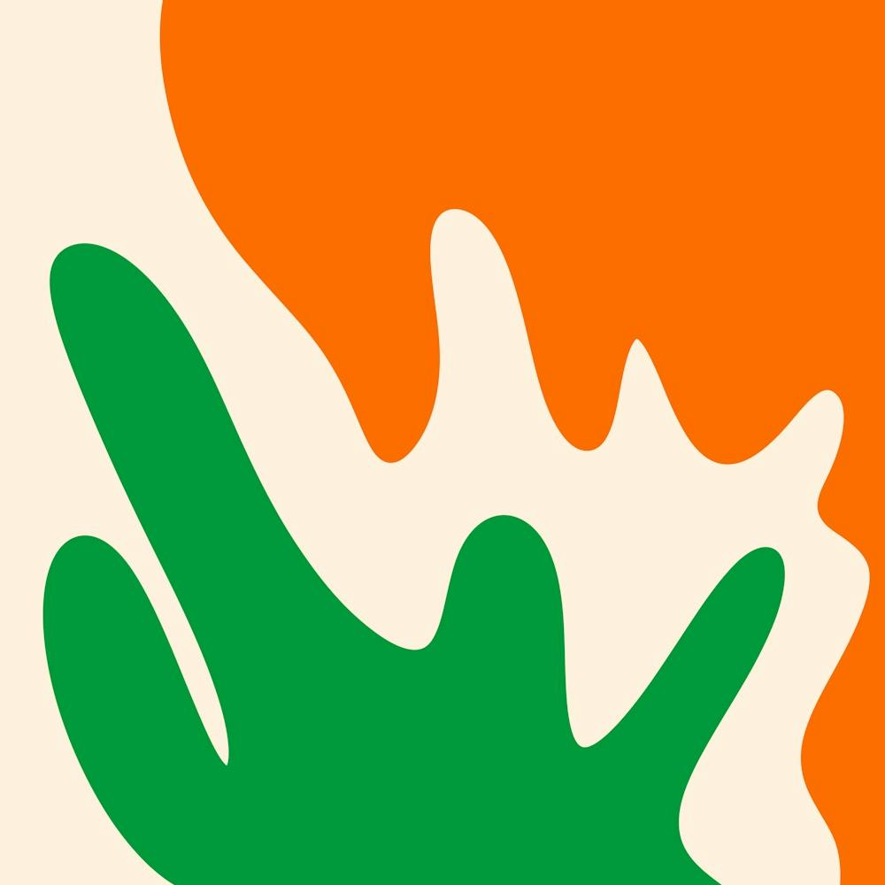 Abstract modern shapes orange and green