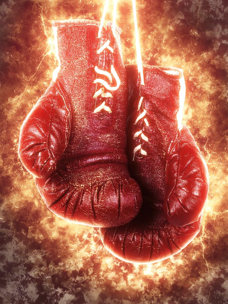 Classic Boxing Gloves On Fire