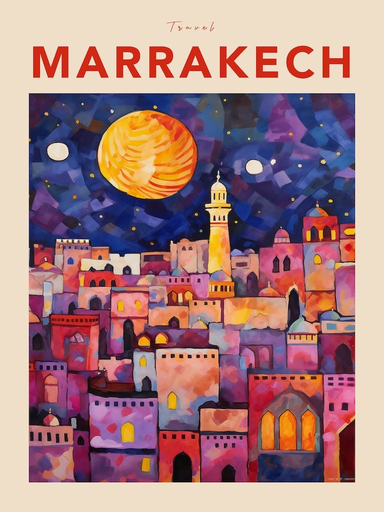 Marrakech Morocco 7 Fauvist Travel Poster