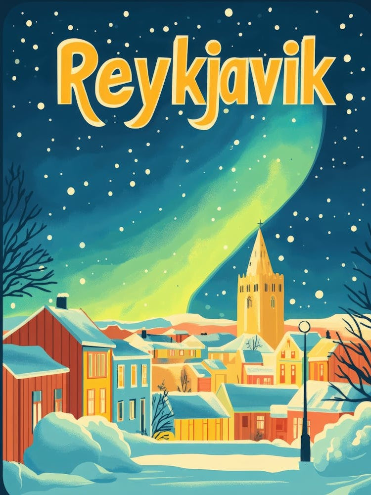 Aihrgdesign A 1970s Inspired Travel Poster For Reykjavik