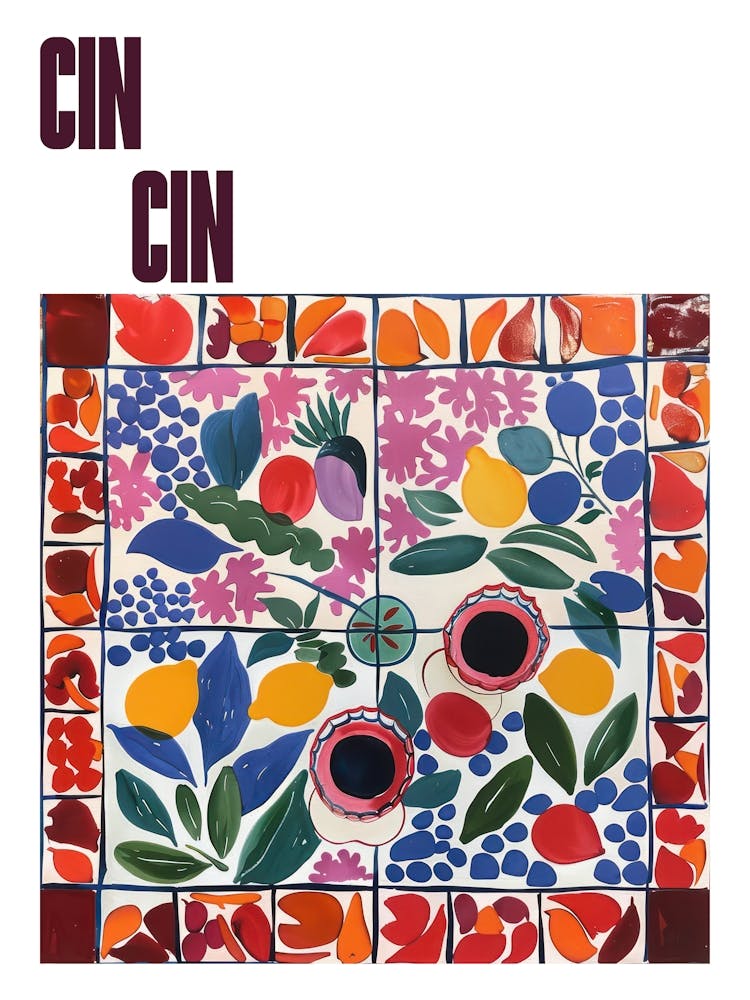 Cin Cin Poster Table With Wine Matisse Style 3