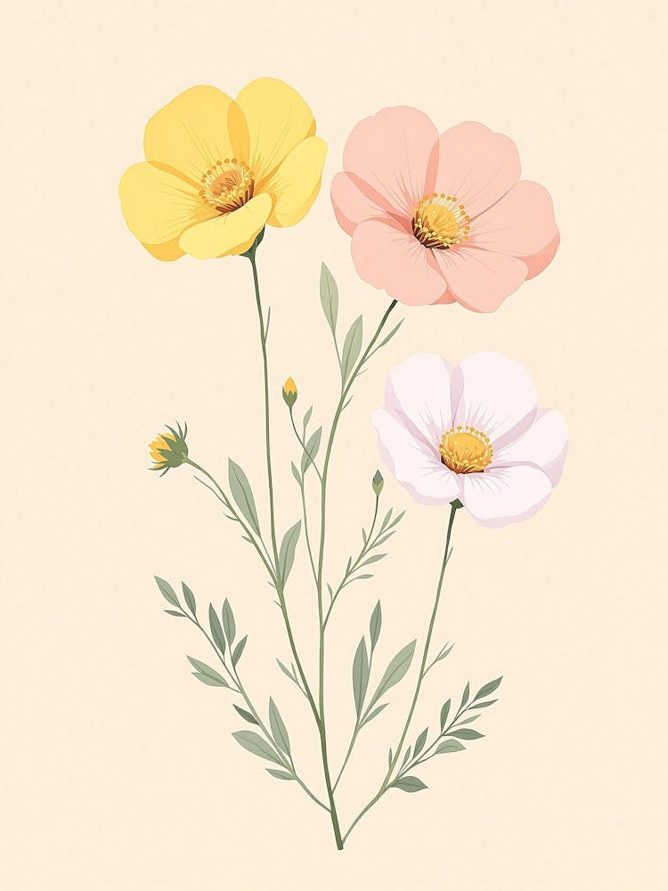 Dreamy Watercolor Blooms in Neutral Shades