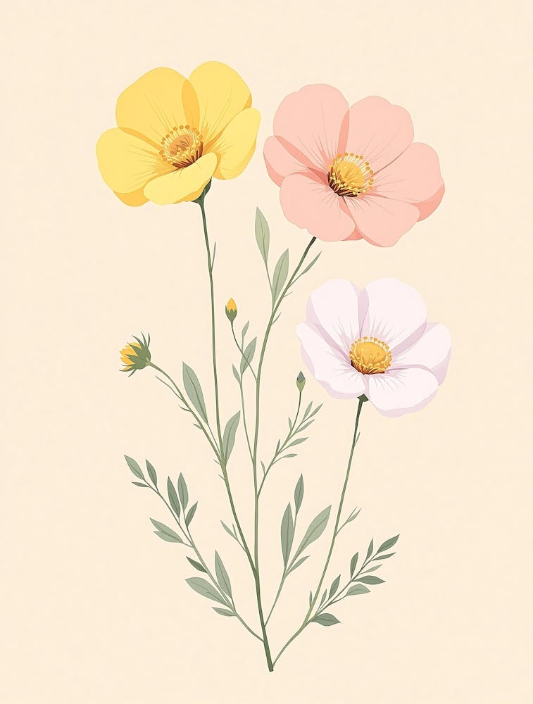 Dreamy Watercolor Blooms in Neutral Shades