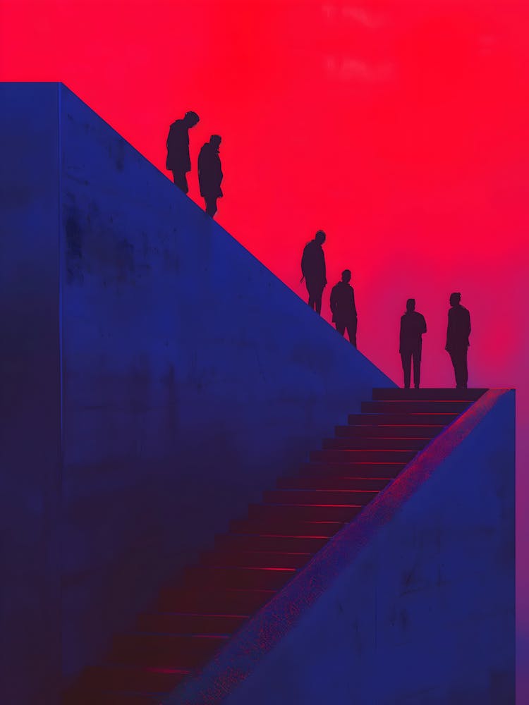 Silhouette Of People On Stairs