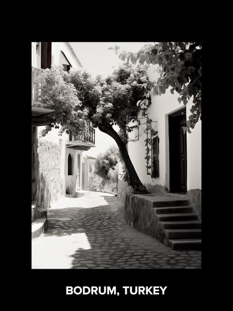 Poster Of Bodrum, Turkey, Mediterranean Black And White Photography Analogue 1