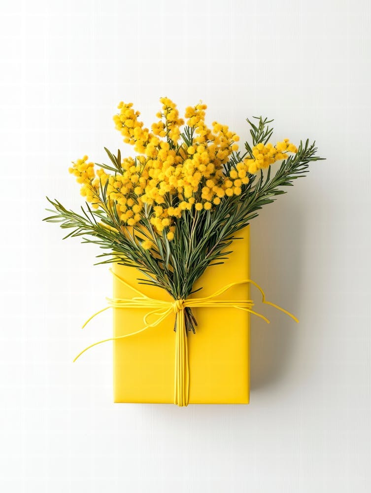 Yellow Flowers In A Gift Box