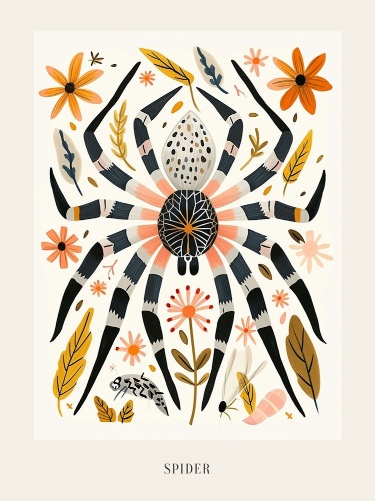 Colourful Insect Illustration Spider 5 Poster