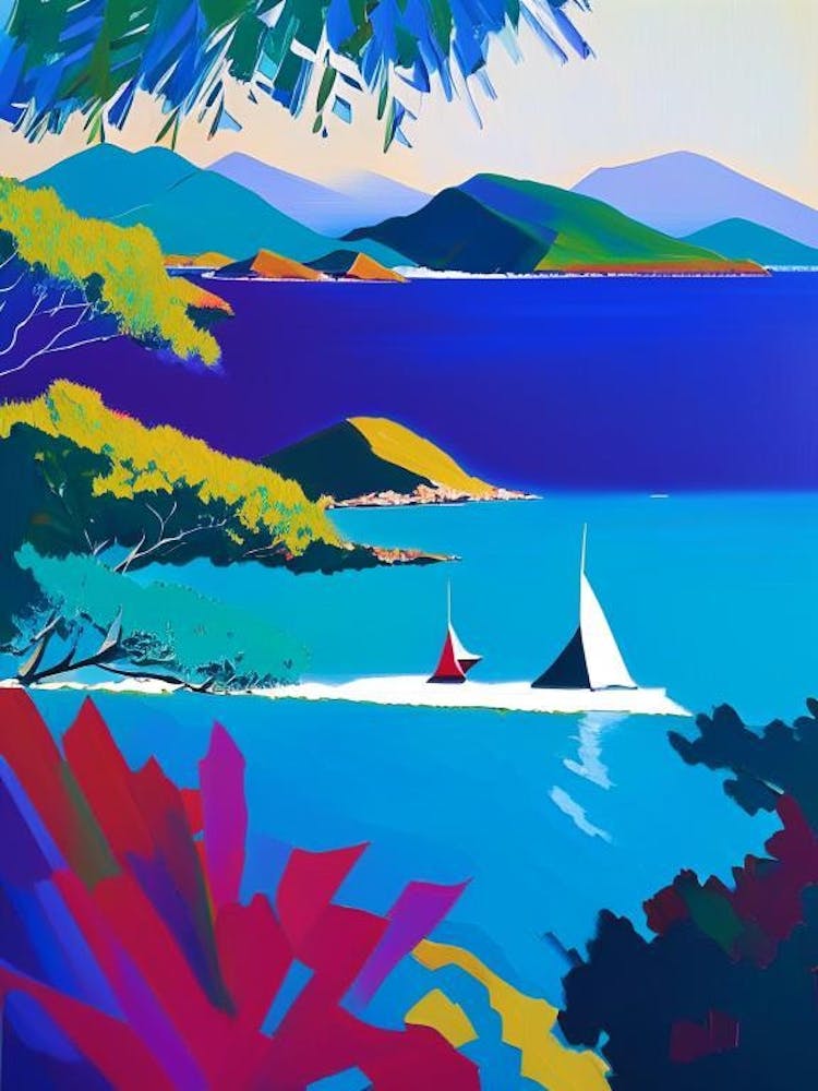 The Whitsundays 1 Australia Colourful Painting Tropical Destination