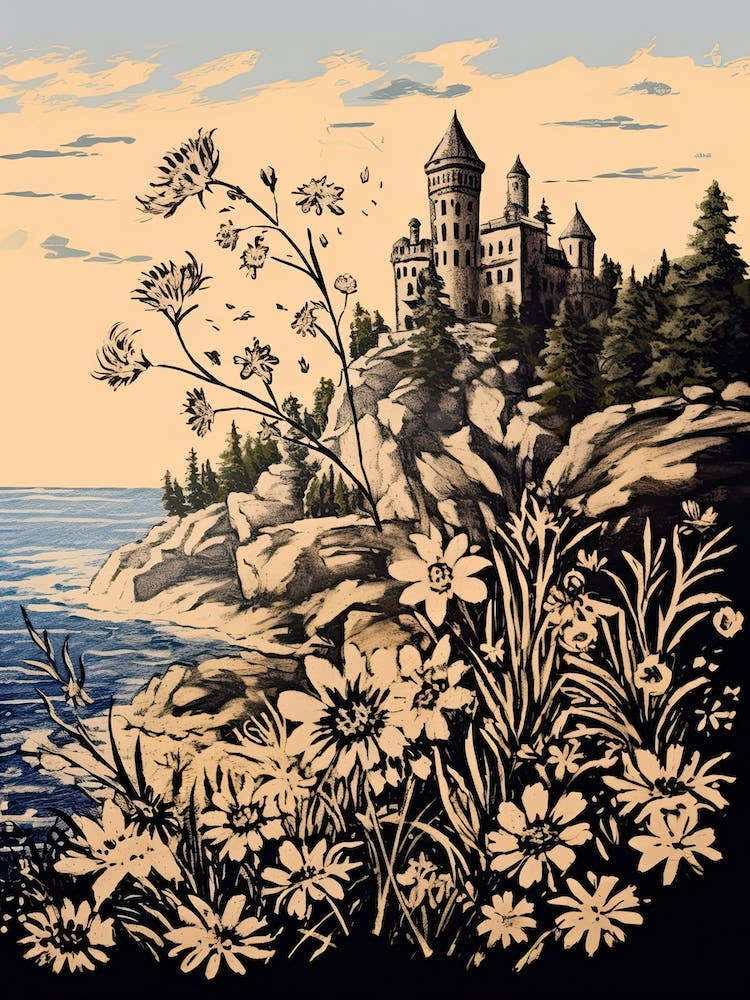 Coastal Castle, Flower Collage