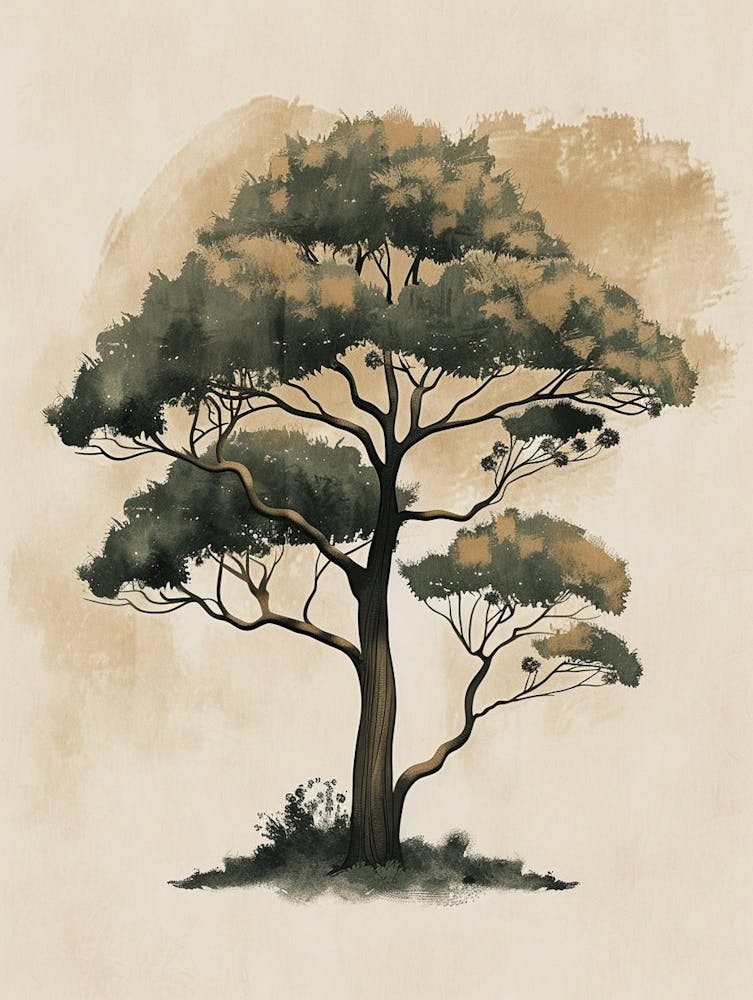 Ebony Tree Minimal Japandi Illustration 3