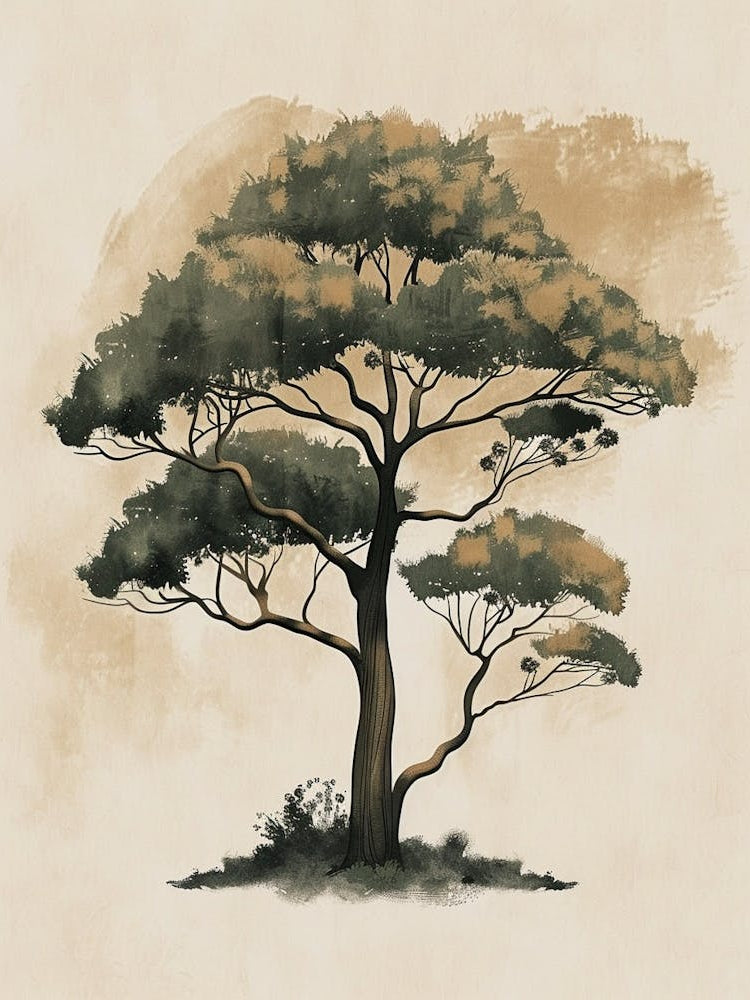 Ebony Tree Minimal Japandi Illustration 3