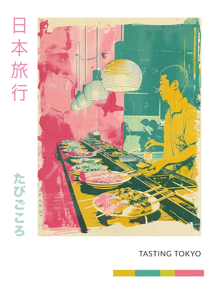 Japanese Restaurant Silkscreen Duotone Poster