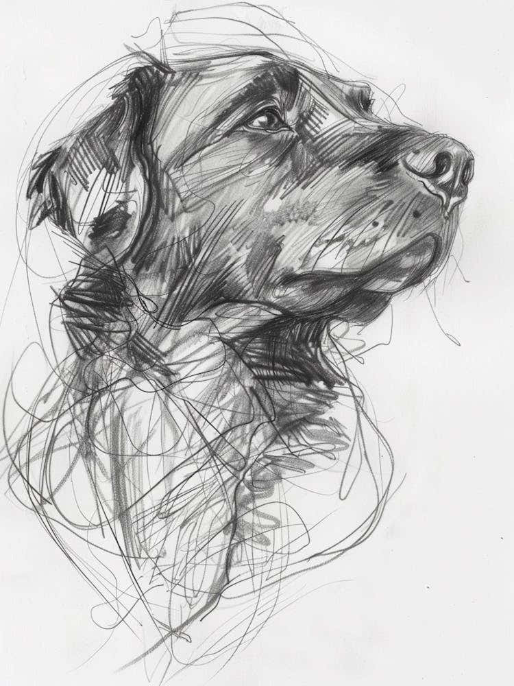 Newfoundland Dog Charcoal Line 1