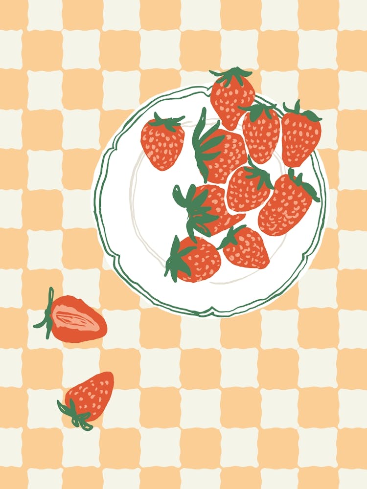 Checkered Strawberry Print
