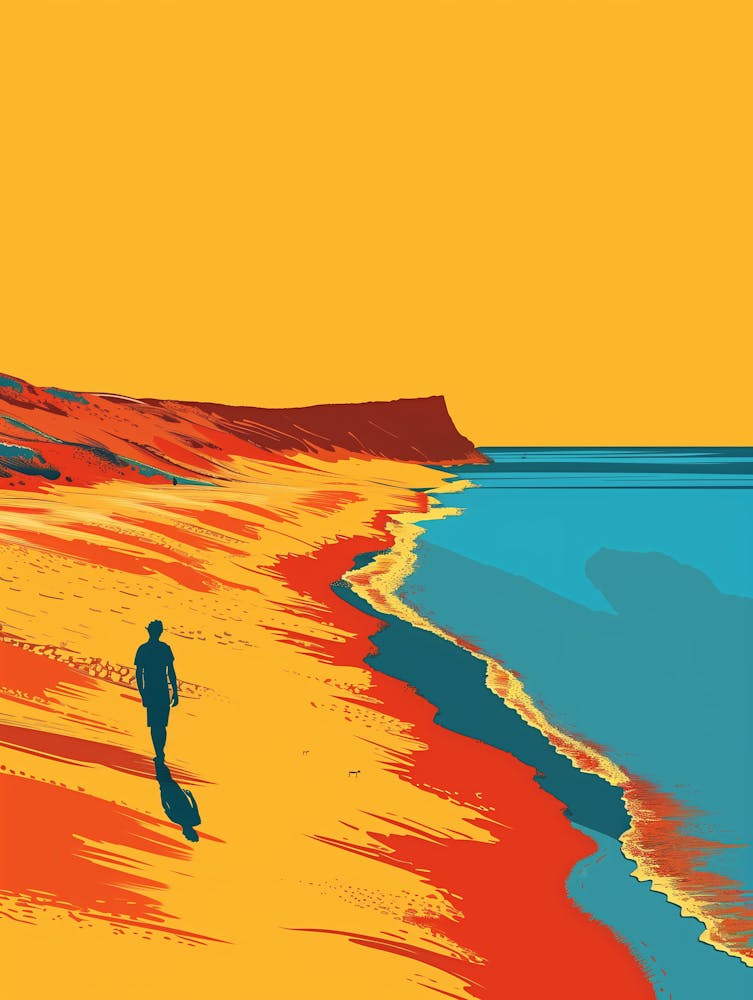 Man Walking Along The Beach