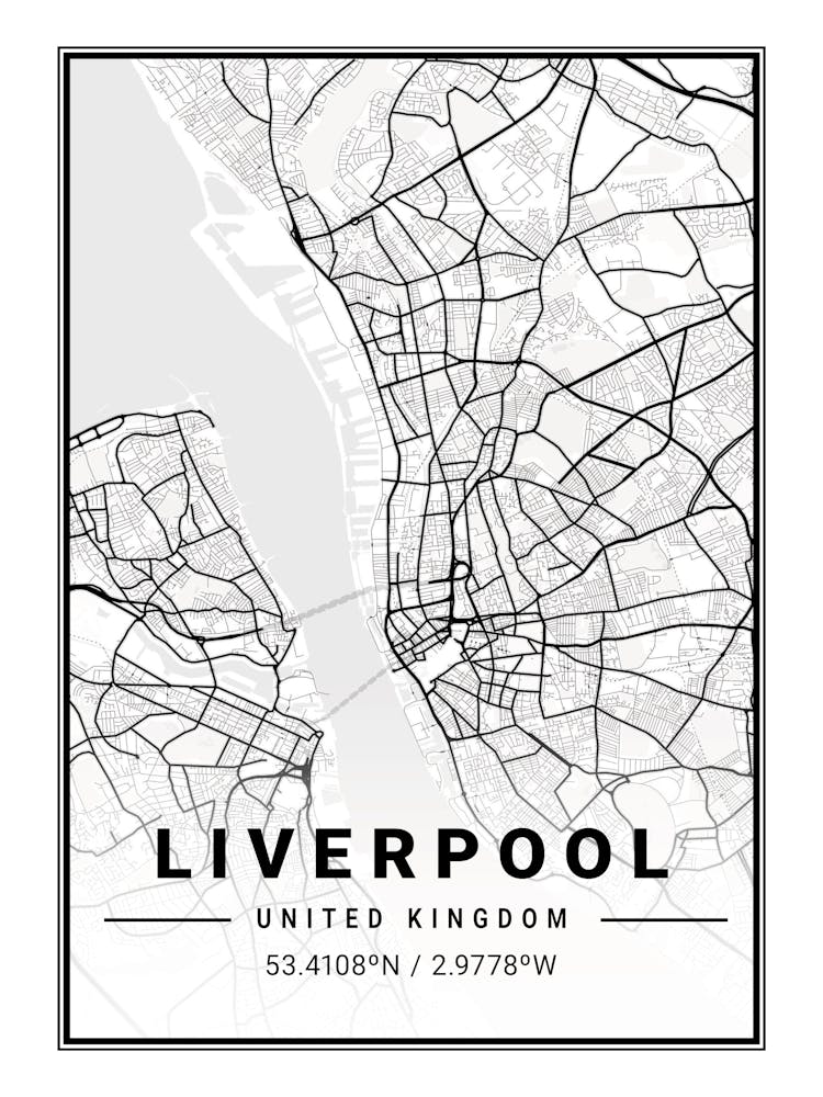 Liverpool United Kingdom Map Print