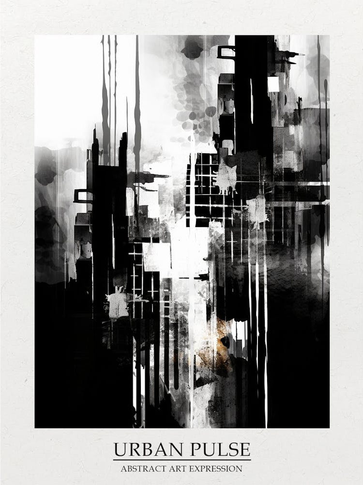 Urban Pulse Abstract Black And White 8 Poster