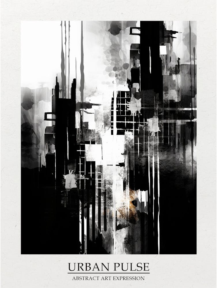 Urban Pulse Abstract Black And White 8 Poster