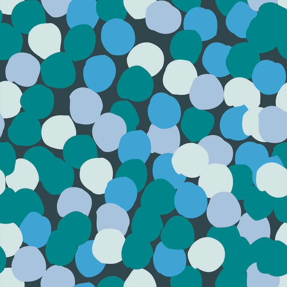 Blue And Green Polka Dot Pattern On Dark Gray Background Square